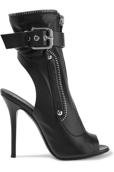 Shop Giuseppe Zanotti Kendra Buckled Leather Ankle Boots In Black