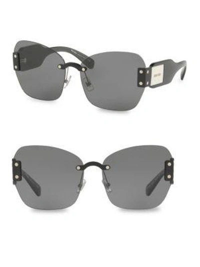 Shop Miu Miu 63mm Logo-accented Sunglasses In Grey