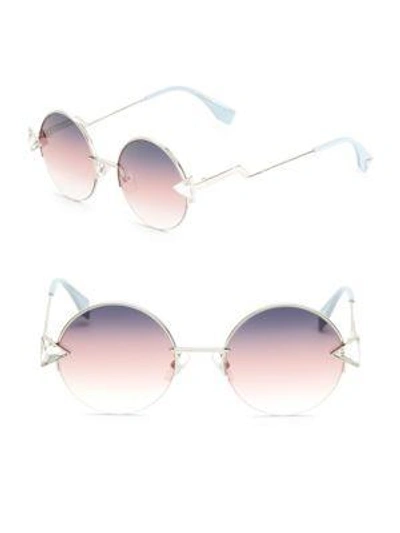 Shop Fendi Colorblock 50mm Round Sunglasses In Multi