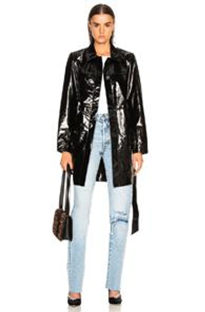 Shop Palmer Girls X Miss Sixty Patent Leather Menswear Short Trench Coat In Black
