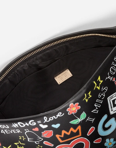 Shop Dolce & Gabbana Cleo Bag In Printed Nappa Leather In Black
