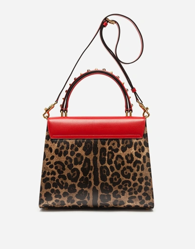 Shop Dolce & Gabbana Welcome Bag Handbag In Two Materials With Embroidery In Leopard
