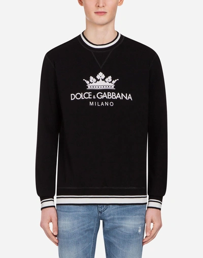 Shop Dolce & Gabbana Sweatshirt In Printed Cotton In Black