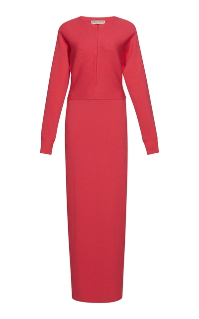 Shop Emilio Pucci Long Knit Dress In Red