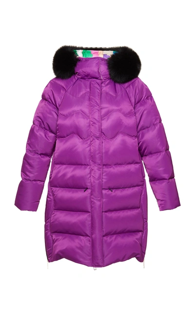 Shop Emilio Pucci Fur Trimmed Down Coat In Purple