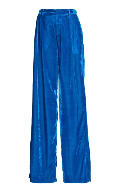 Shop Attico Velvet Pant In Blue