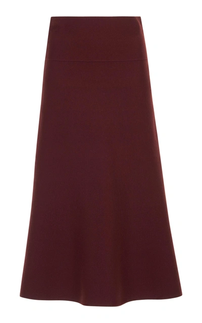 Shop Agnona Extra Fine Merinos Full Needle Skirt In Burgundy