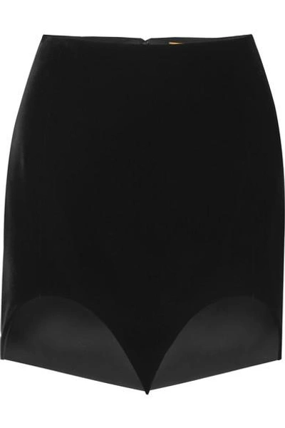 Shop Saint Laurent Velvet Mini Skirt In Black