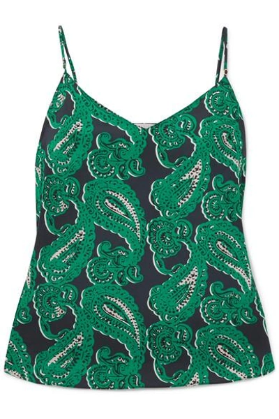 Shop Stella Mccartney Poppy Snoozing Printed Stretch-silk Crepe De Chine Camisole In Forest Green