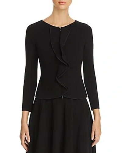 Shop Emporio Armani Fitted Ruffled Jacket In Black