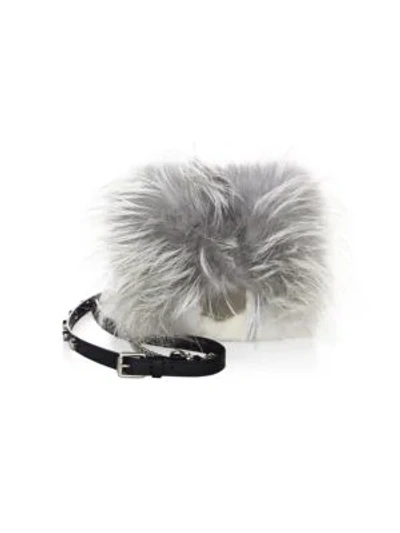 Shop Jimmy Choo Petite Metallic Lockett Mink Fur Crossbody Bag In Natural