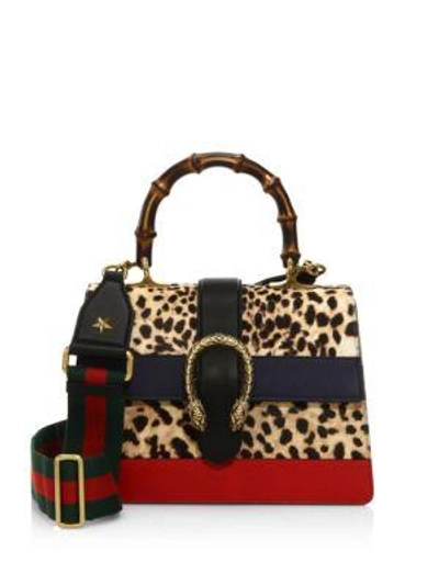 Shop Gucci Dionysus Leopard-print Calf Hair Top Handle Bag In Multi