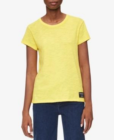 Shop Calvin Klein Jeans Est.1978 Cotton Crew-neck T-shirt In Yellow