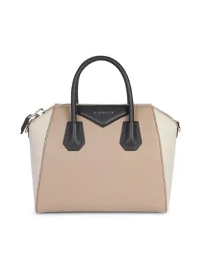 Shop Givenchy Tri-tone Leather Satchel In Tan