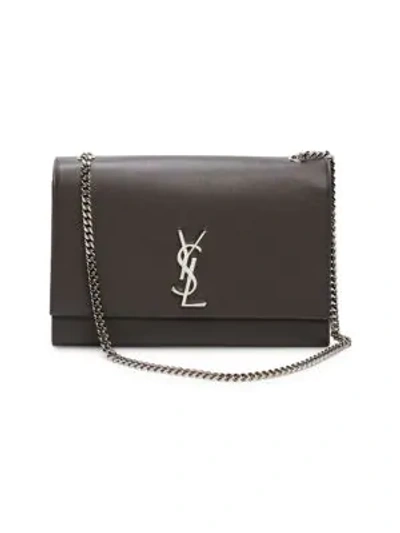 Shop Saint Laurent Small Kate Monogram Leather Chain Shoulder Bag In Earth