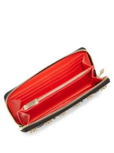 Shop Christian Louboutin Panettone Logo-detail Studded Leather Zip-around Wallet In Black