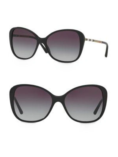 Shop Burberry Heritage 57mm Butterfly Sunglasses In Black