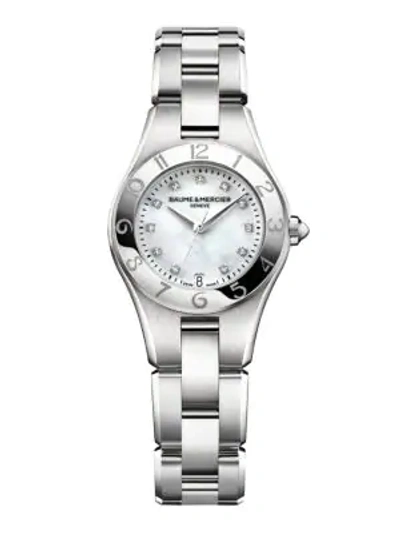 Shop Baume & Mercier Linea Interchangeable Stainless Steel Bracelet Watch In Silver
