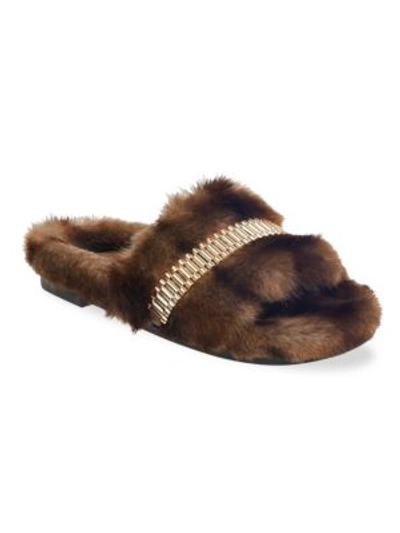 Shop Kendall + Kylie Shade Faux Fur Slippers In Brown