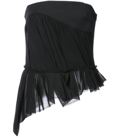 Shop Saint Laurent Black Voile Bustier Top