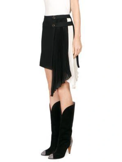 Shop Givenchy Pleated Side Wool Mini Skirt In Black