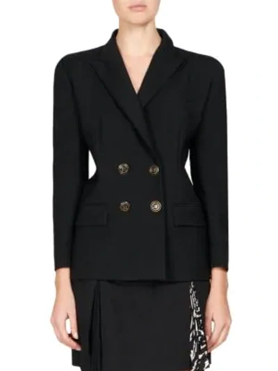 Shop Givenchy Mohair Double-breasted Jacket In Black
