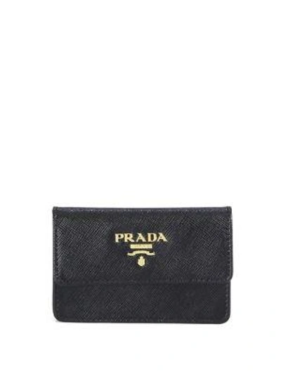 Shop Prada Leather Card Case In Nero