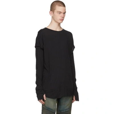 Shop Balmain Black Long Sleeve Faux Double T-shirt In Noir 176
