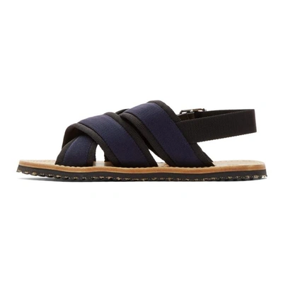 Shop Marni Navy And Black Nastro Sandals In 1022sblknvb