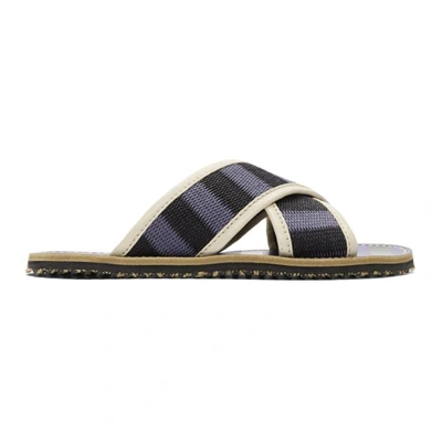 Shop Marni Blue And Black Striped Nastro Sandals In 1094sblkblu