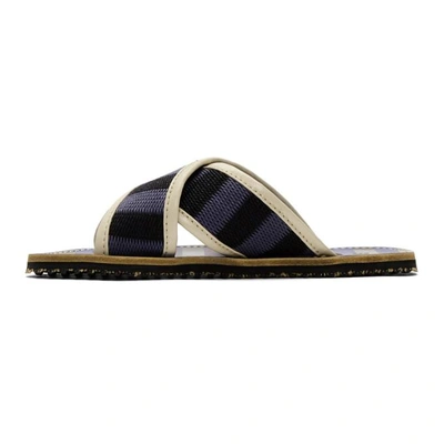 Shop Marni Blue And Black Striped Nastro Sandals In 1094sblkblu