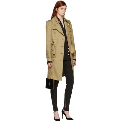 Shop Balmain Beige Gabardine Trench Coat