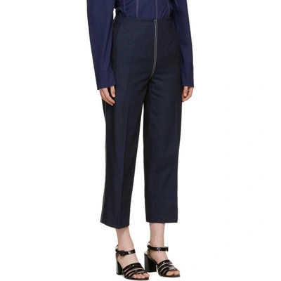 Shop Cedric Charlier Blue Front Zip Jeans In A0290blue