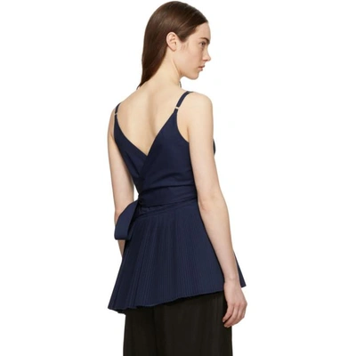 Shop Cedric Charlier Navy Asymmetric Ruffle Camisole In A0289navy