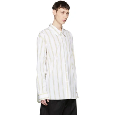 Shop Marni White And Yellow Striped Sport Shirt In 1335s