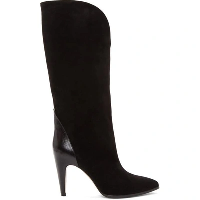 Shop Givenchy Black Suede Tall Boots In 001 Black