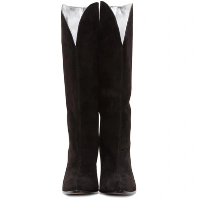 Shop Givenchy Black Suede Tall Boots In 001 Black