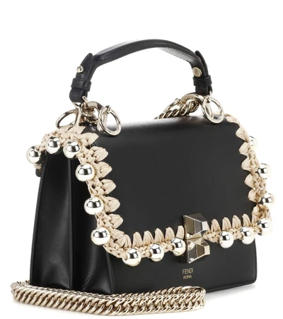 Shop Fendi Kan I Small Leather Shoulder Bag In Black