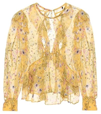 Shop Isabel Marant Muster Floral Silk-blend Blouse In Yellow