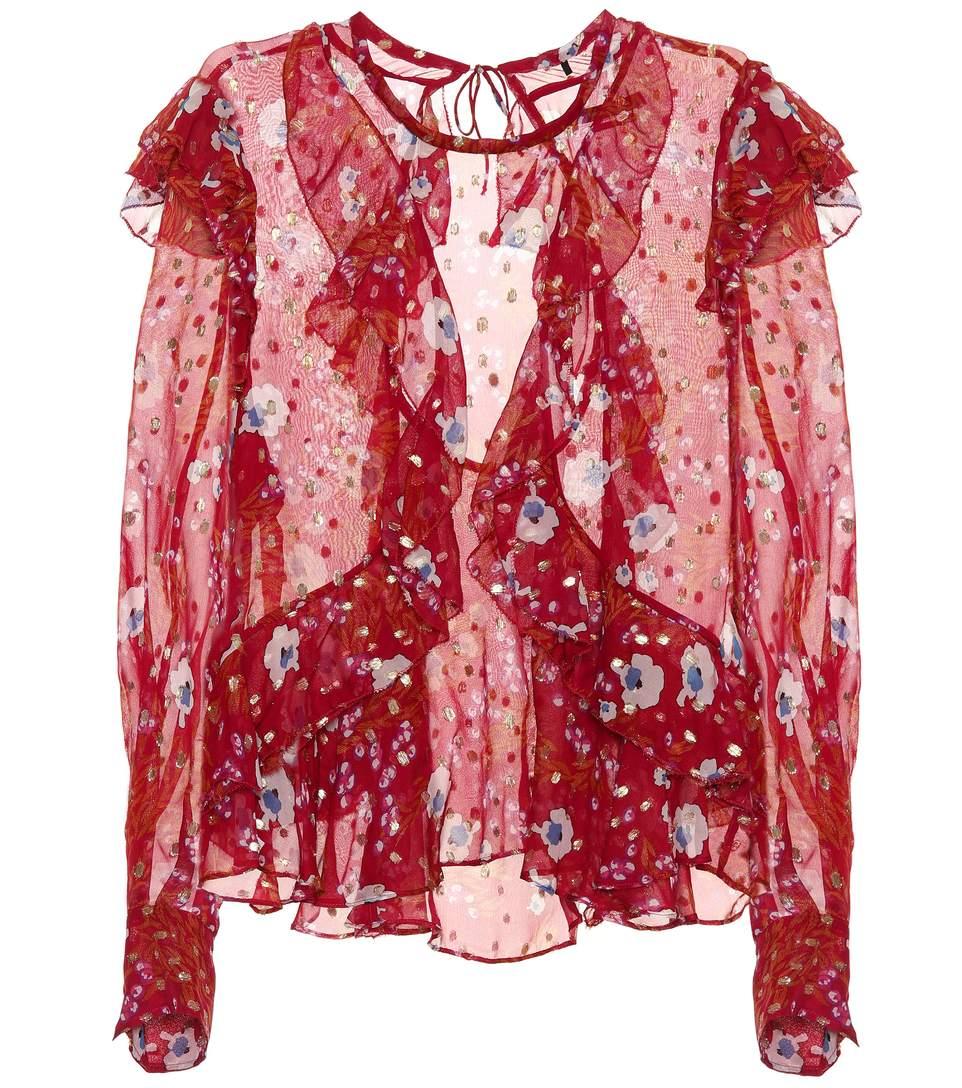 Isabel Marant Ruffled Floral-Printed Blouse In Red | ModeSens
