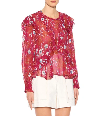 Shop Isabel Marant Muster Ruffled Floral Blouse In Red