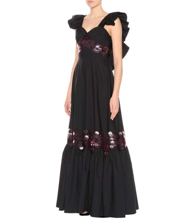 Shop Huishan Zhang Ruffled Paillette Dress In Black