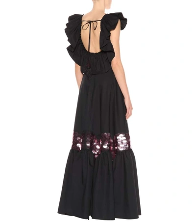 Shop Huishan Zhang Ruffled Paillette Dress In Black