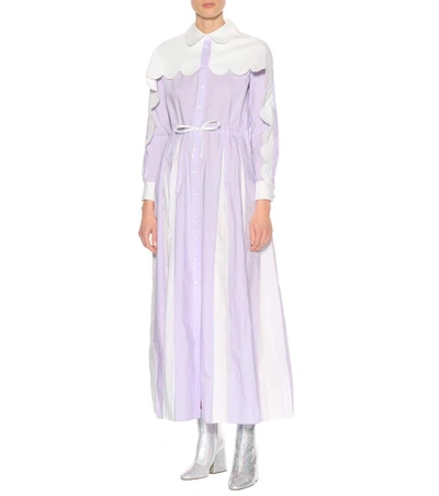 Shop Huishan Zhang Scalloped Maxi Shirt Dress In Purple
