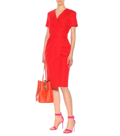 Shop Max Mara Dalmine Cotton Wrap Dress In Red