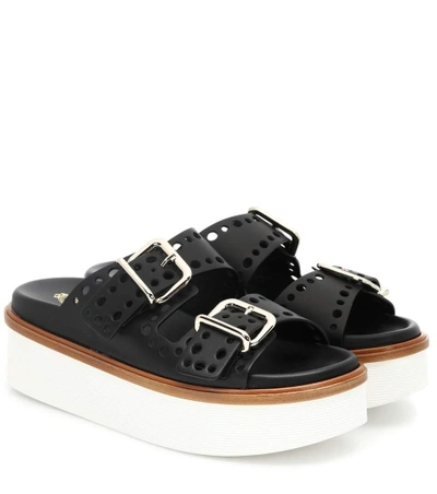 Shop Tod's Leather Sandals In Black