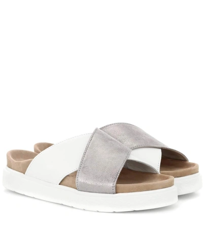 Shop Inuikii Leather Slide Sandals In White