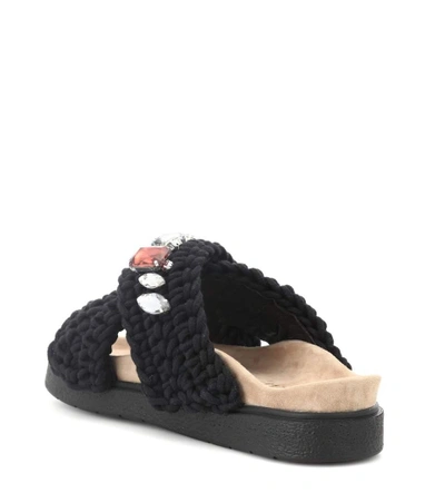 Shop Inuikii Embellished Crochet Slides In Black