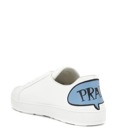 Shop Prada Appliquéd Leather Sneakers In White