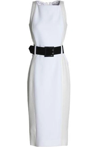 Shop Amanda Wakeley Cutout Woven-paneled Cady Dress In White